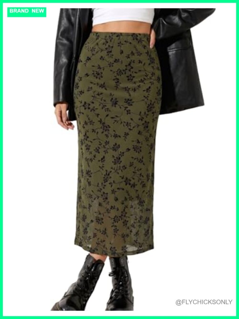 Womens Boho Floral Mesh Maxi Skirt High Waisted Elastic Long